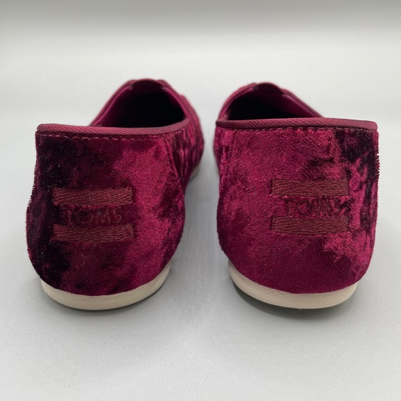 TOMS Women Cherry Red Velvet Alpargata Slip On - Size 8M - Picture 5 of 6